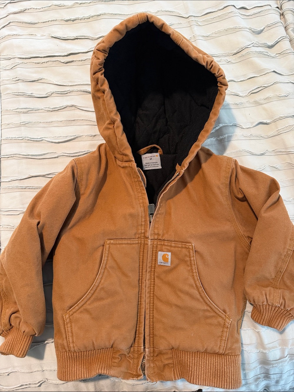 Carhartt Kids Hooded Jacket in Brown/Tan with Black Lining